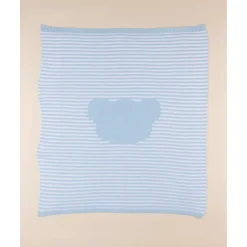 Manta Estival Azul con Osito para Cuna