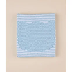 Manta Estival Azul con Osito para Cuna