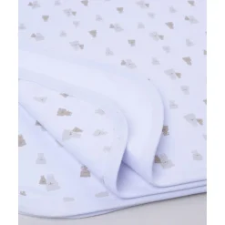 Manta interlock blanca con ositos para recién nacido