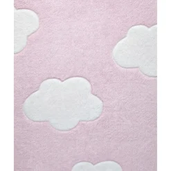 Manta para cama de peluche sintético rosa con nubes