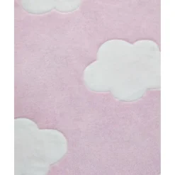 Manta para cuna de peluche sintético rosa con nubes