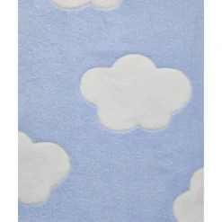 Manta para cuna de peluche sintético azul con nubes
