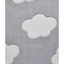 Manta para cuna de peluche sintético gris con nubes