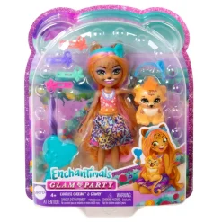Mattel - Enchantimals - Muñeca guepardo Glam Party con accesorios para peinar y mascota ㅤ