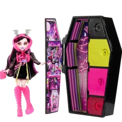 Mattel - Monster High - Muñeca Draculaura Neon Frights con accesorios luminosos ㅤ
