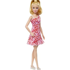Mattel - Muñeca Barbie Fashionista con vestido rosa y accesorios ㅤ