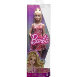 Mattel - Muñeca Barbie Fashionista con vestido rosa y accesorios ㅤ