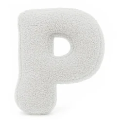 MeowBaby - Almohada Infantil con Forma de Letra “P” Color Blanco Roto “Bearly P”