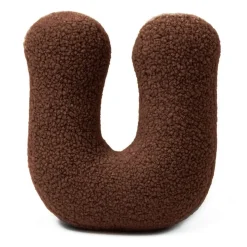 MeowBaby - Almohada Infantil con Forma de Letra “U” Color Marrón Oscuro “Bearly U”