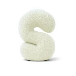 MeowBaby - Almohada Infantil con Forma de Letra “S” Color Crema “Bearly S”
