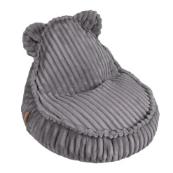 MeowBaby - Churros Sako Bag Teddy – Puf infantil en gris oscuro
