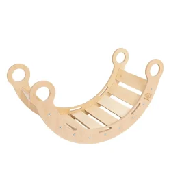 MeowBaby - Mecedora Infantil de Madera Natural con Cojín Gris “Medium Dream Rocker Classic”