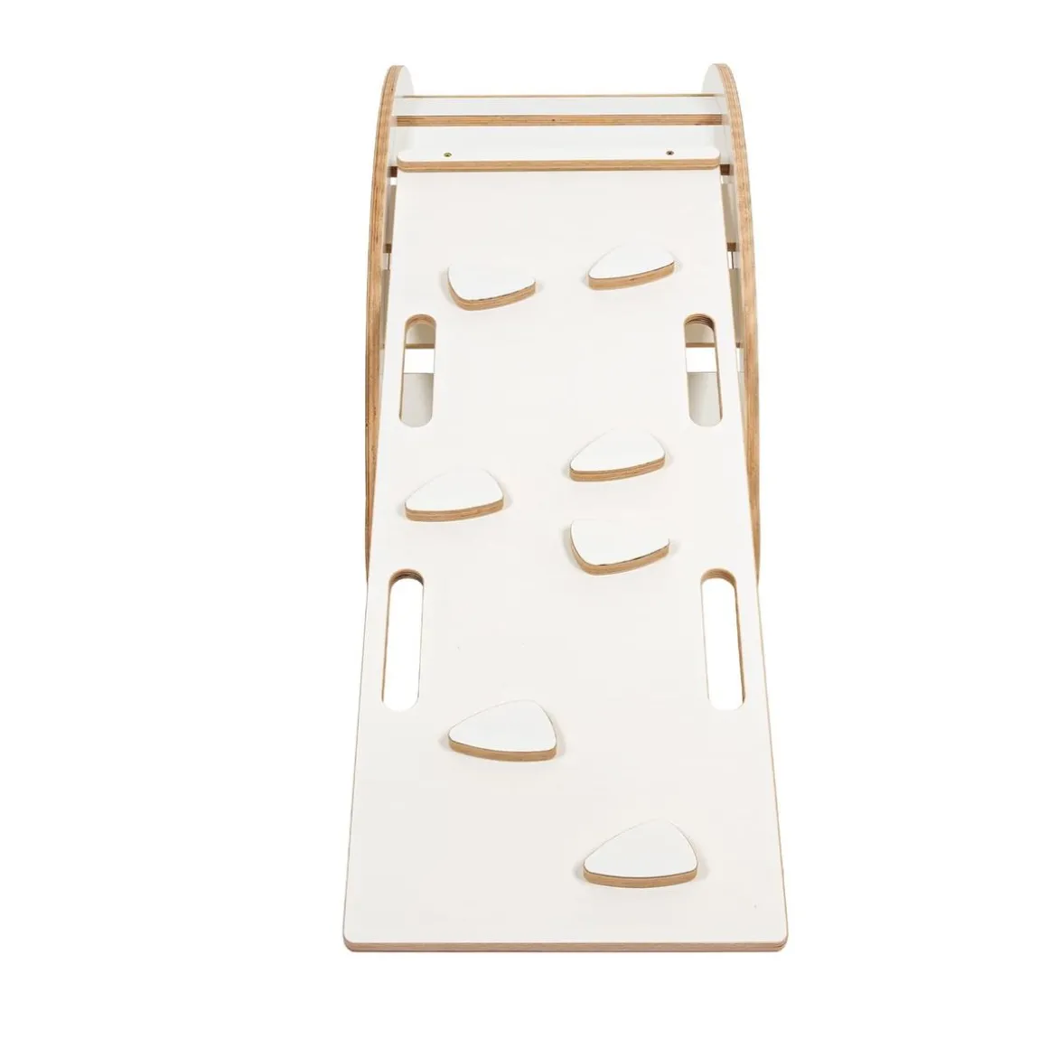 MeowBaby - Mecedora Infantil Blanca con Escalera y Cojín Beige “Medium Dream Rocker White Wood”