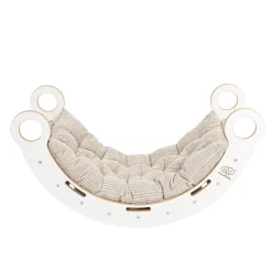 MeowBaby - Mecedora Infantil Blanca con Escalera y Cojín Beige “Medium Dream Rocker White Wood”