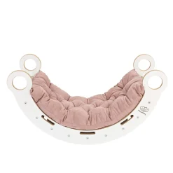 MeowBaby - Mecedora Infantil Blanca con Cojín Rosa “Medium Dream Rocker White Wood”