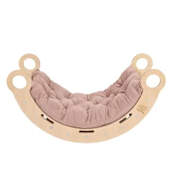 MeowBaby - Mecedora Infantil de Madera Natural con Tobogán, Escalera y Cojín Rosa “Medium Dream Rocker Classic”