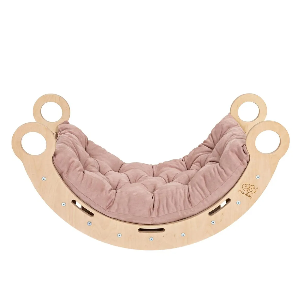 MeowBaby - Mecedora Infantil de Madera Natural con Tobogán, Escalera y Cojín Rosa “Medium Dream Rocker Classic”