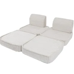 MeowBaby - Sofá Infantil Churros Pocket Basic Color Blanco Algodón