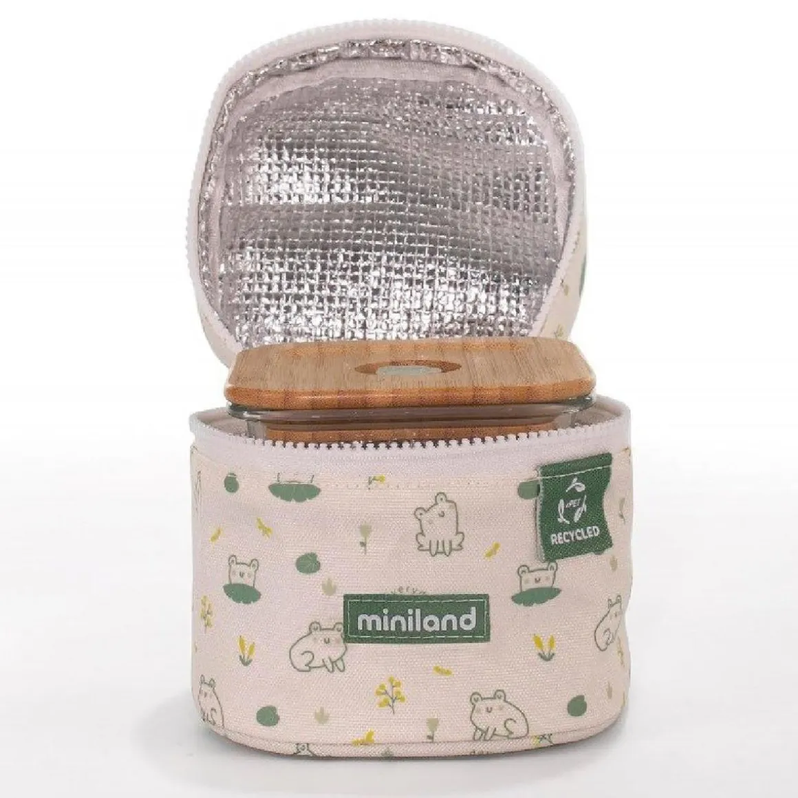 Miniland - Bolsa isotérmica + 2 recipientes cristal Ecosquare pollito