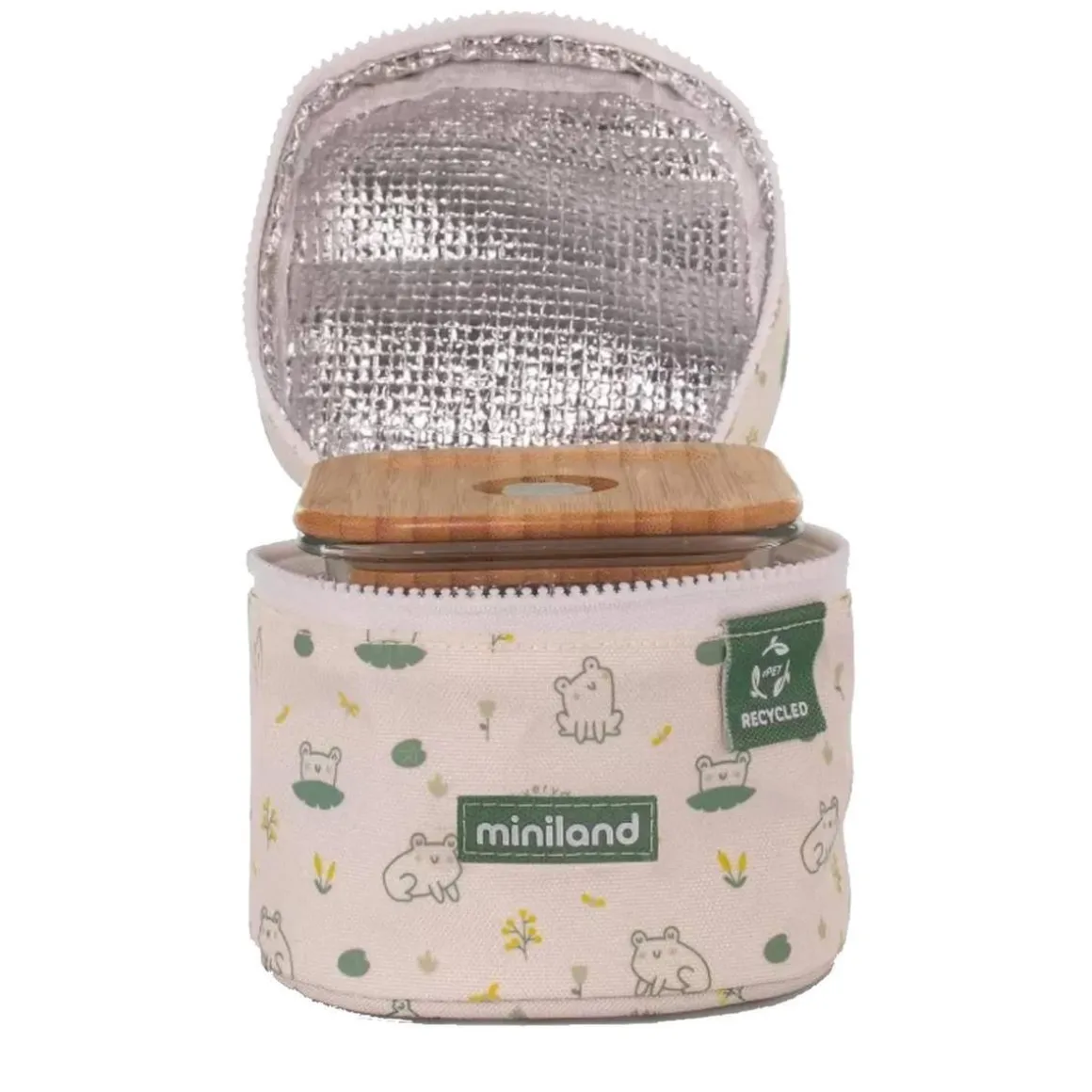 Miniland - Pack to Go 2 Recipientes de Vidrio y Funda - EcoSquare