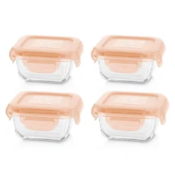 Miniland - Set 4 Recipientes de Vidrio Naranja - Natursquare Bunny