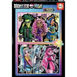 Monster High - Set de 2 puzzles infantiles de 100 piezas con imágenes de Monster High