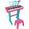 Music Star - Teclado con taburete rosa