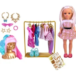Nancy - Vestidor de looks con ropa y accesorios para muñeca glamurosa ㅤ