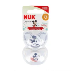 Nuk - Pack 2 chupetes Space silicona Mickey 0-6 meses