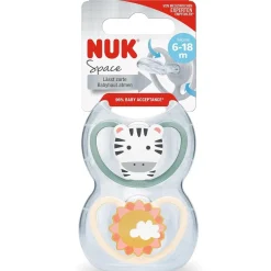 Nuk - Pack 2 chupetes Space silicona 6-18 meses Cebra/Sol
