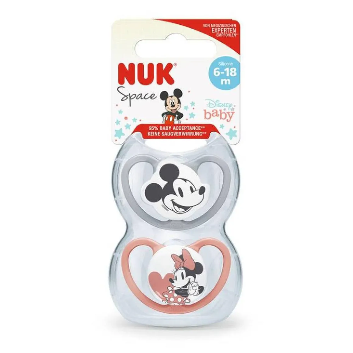 Nuk - Pack 2 chupetes Space silicona Minnie 6-18 meses