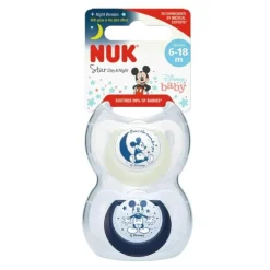 Nuk - Pack 2 chupetes Star Day & Night Mickey 6-18 meses