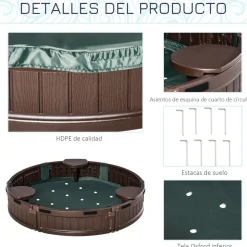 Outsunny - Arenero con Asientos y Cubierta Impermeable