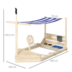 Outsunny - Arenero de madera Barco pirata