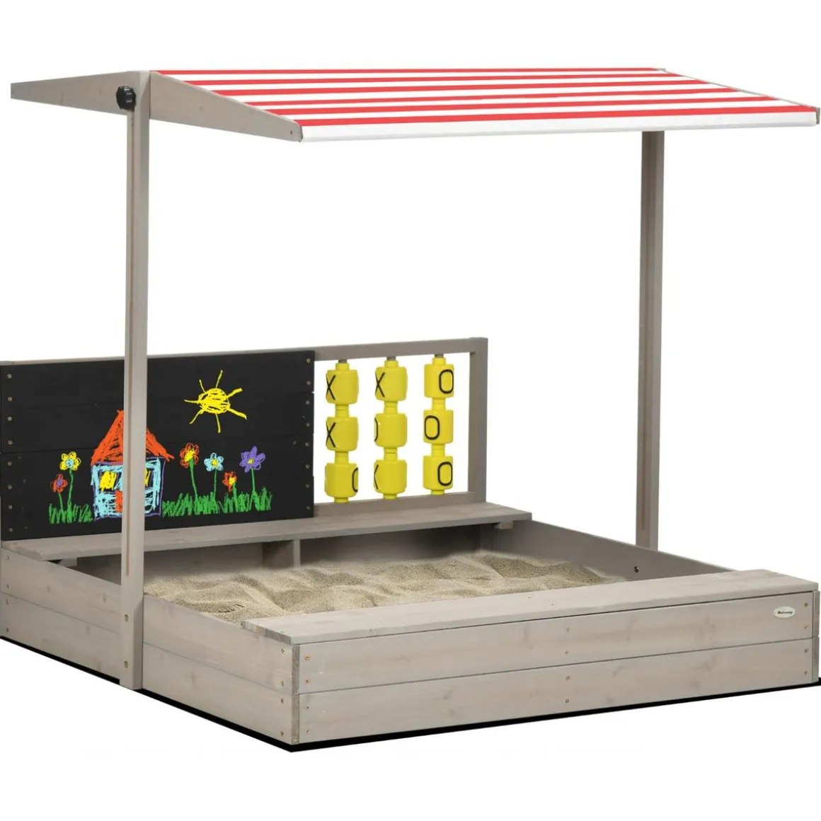 Outsunny - Arenero de madera con toldo y pizarra