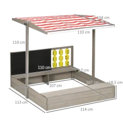 Outsunny - Arenero de madera con toldo y pizarra