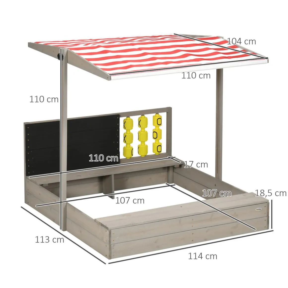 Outsunny - Arenero de madera con toldo y pizarra