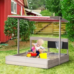 Outsunny - Arenero de madera con toldo