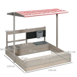 Outsunny - Arenero de madera con toldo
