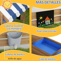 Outsunny - Arenero de madera Casita
