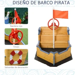 Outsunny - Arenero galeón de madera