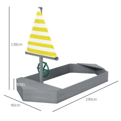 Outsunny - Arenero infantil madera Barco
