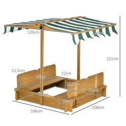 Outsunny - Arenero infantil de madera con toldo