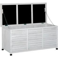 Outsunny - Baúl de jardín de madera Blanco