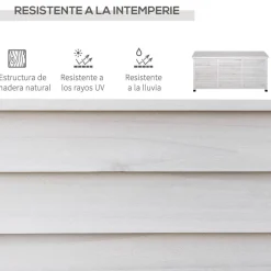 Outsunny - Baúl de jardín de madera Blanco