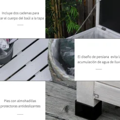 Outsunny - Baúl de jardín de madera Blanco