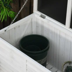 Outsunny - Baúl de jardín de madera Blanco