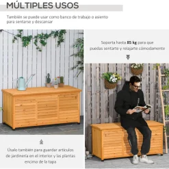 Outsunny - Baúl de jardín de madera