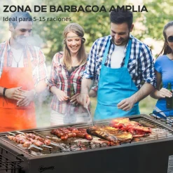 Outsunny - Barbacoa de carbón portatil con dos parrillas