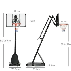 Outsunny - Canasta baloncesta regulable con base